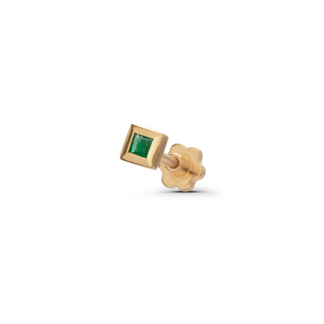 Emerald Bezel Square Stud