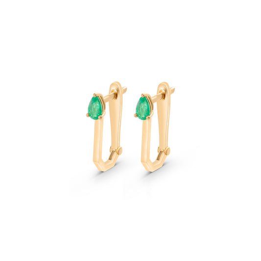 Emerald Pear Cut Rectangle Hoops