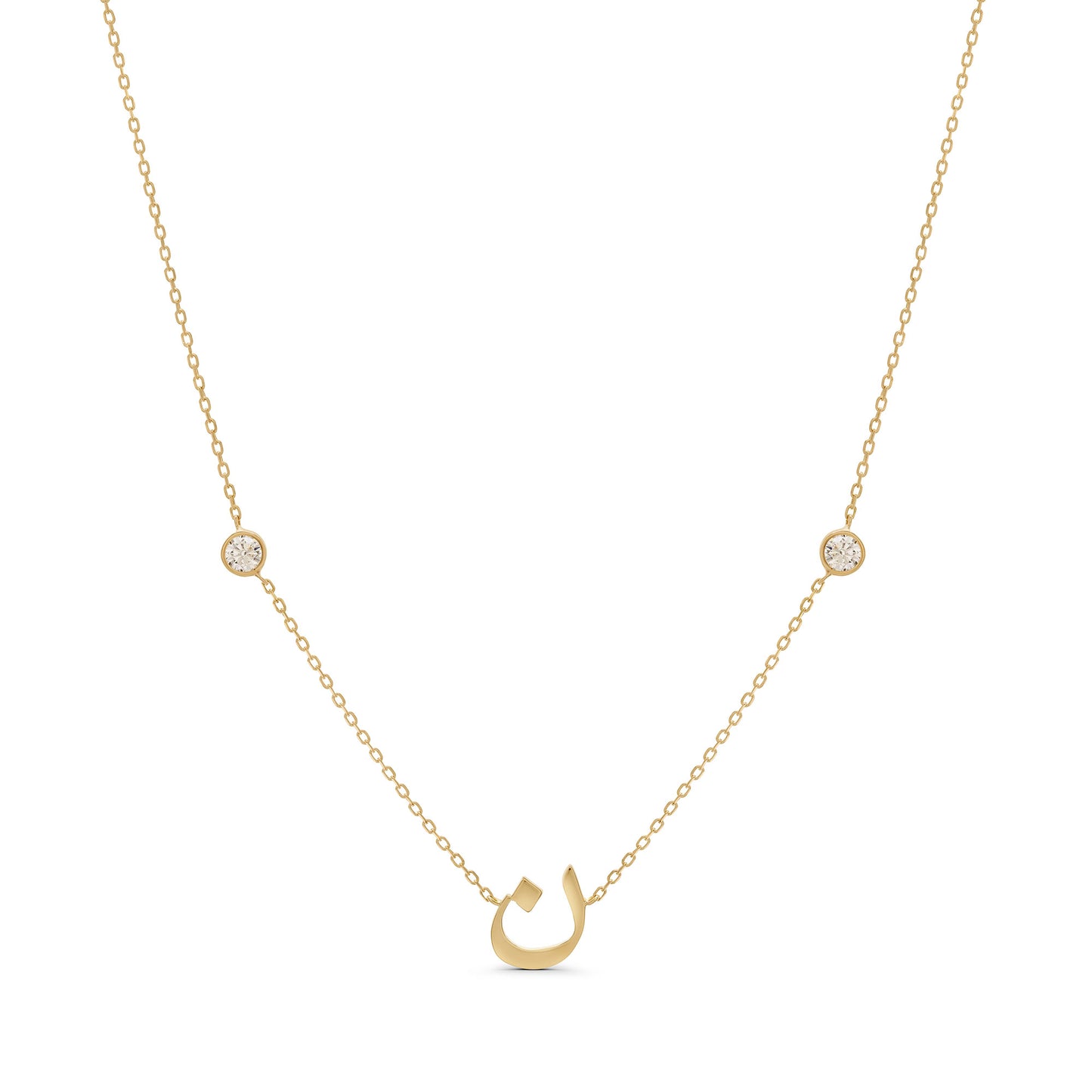 Letter and Two Side Birthstones Necklace