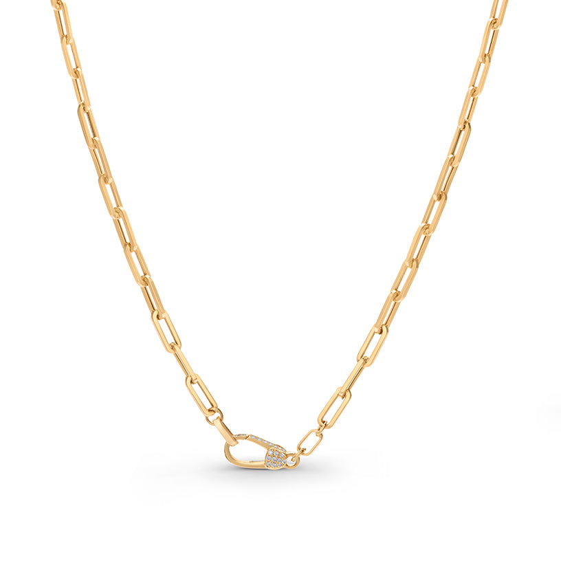 Diamond Lock Paperclip Necklace