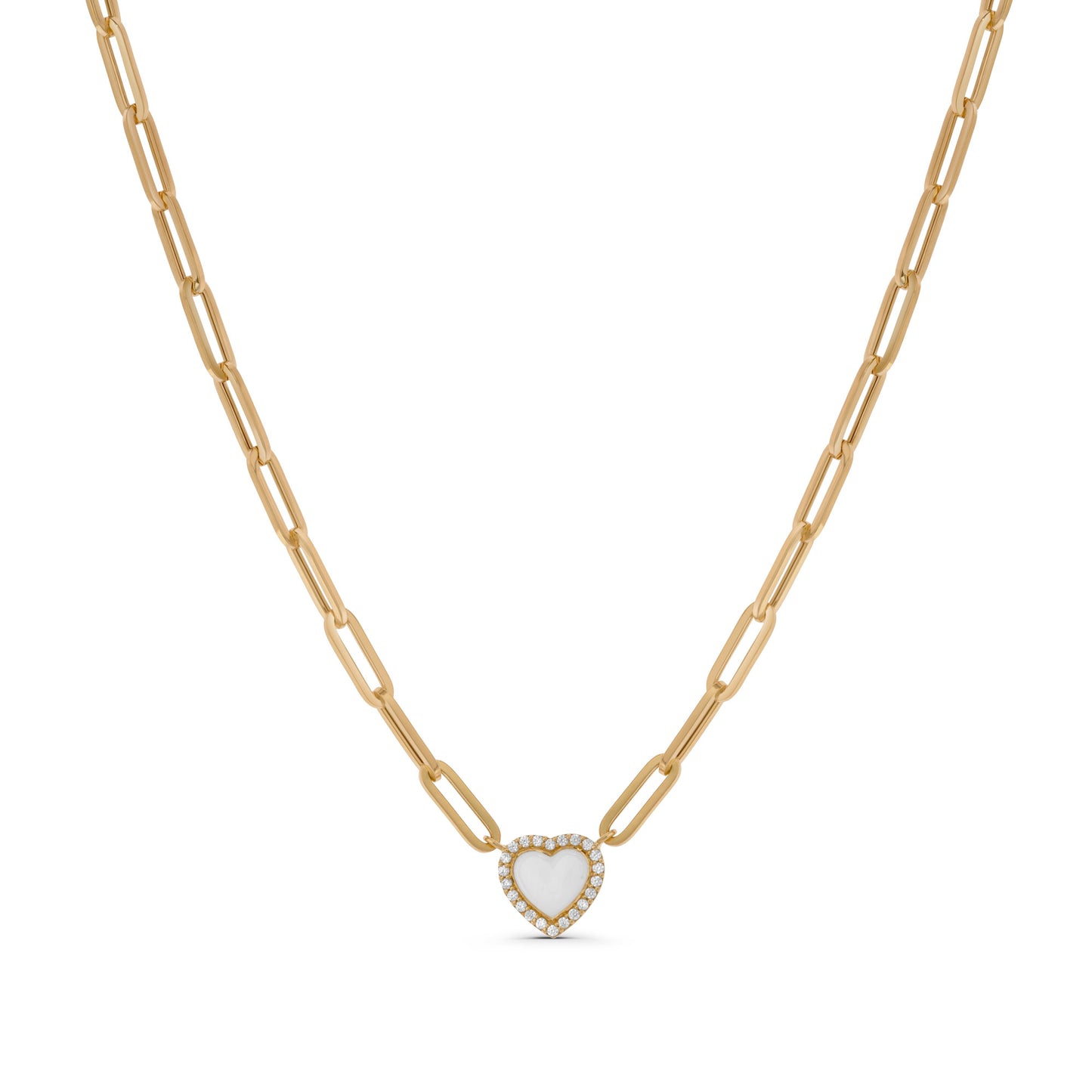 Framed Pearl Heart Paperclip Necklace
