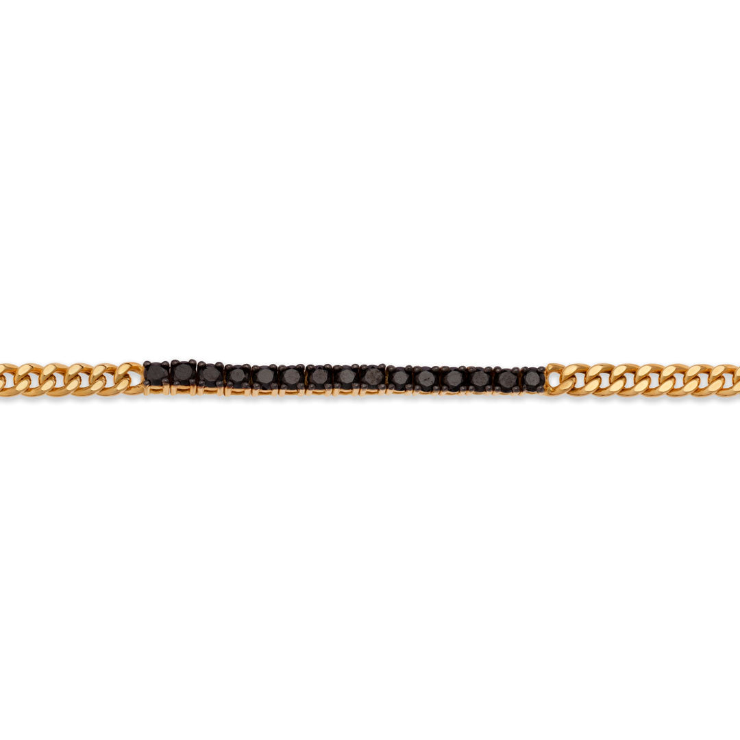 Black Diamonds Half Tennis Curb Chain Bracelet