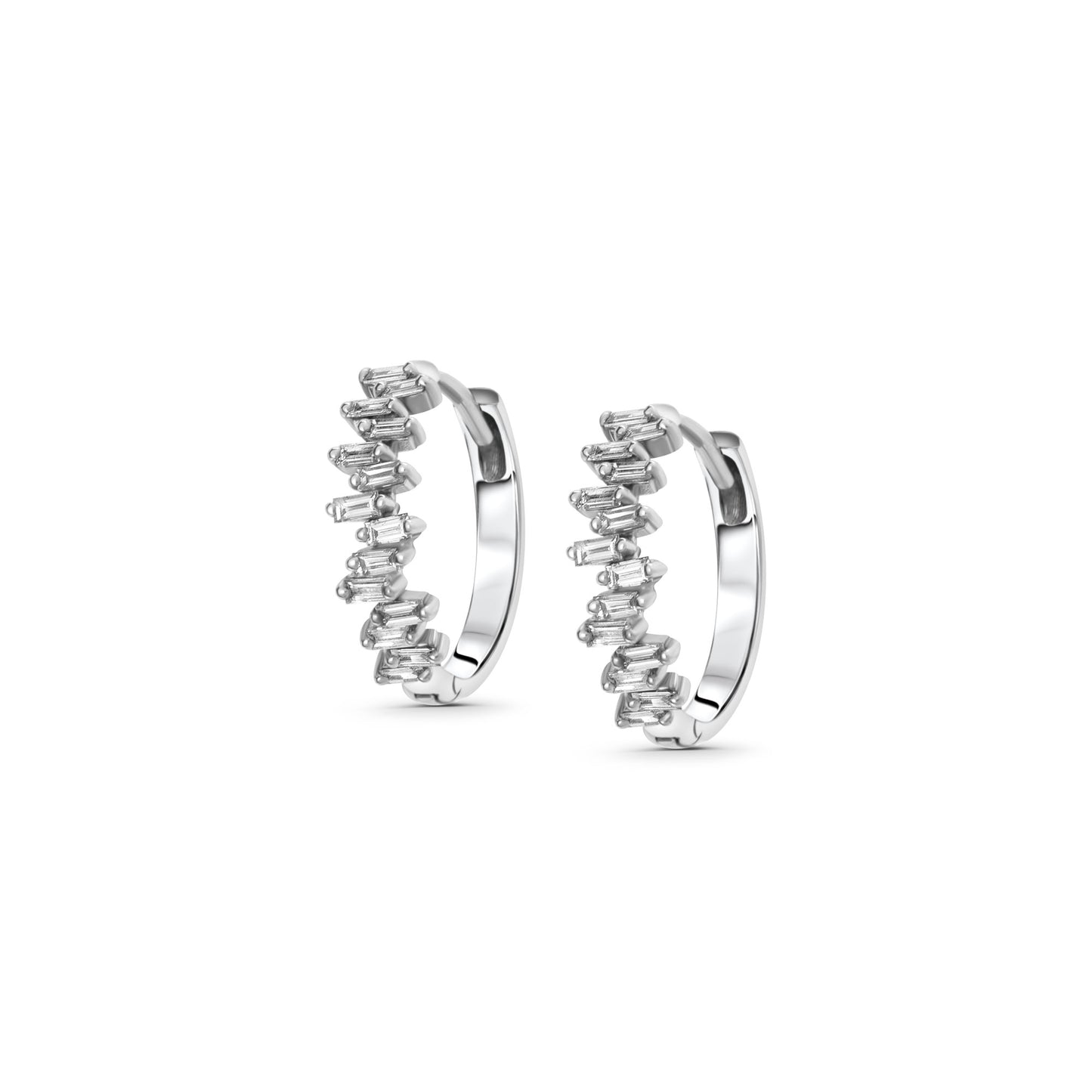 Diamond Baguette Huggie Hoops