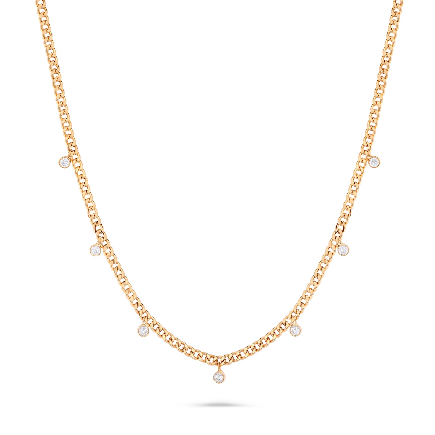 Round Stone Drop Bold Chain Necklace