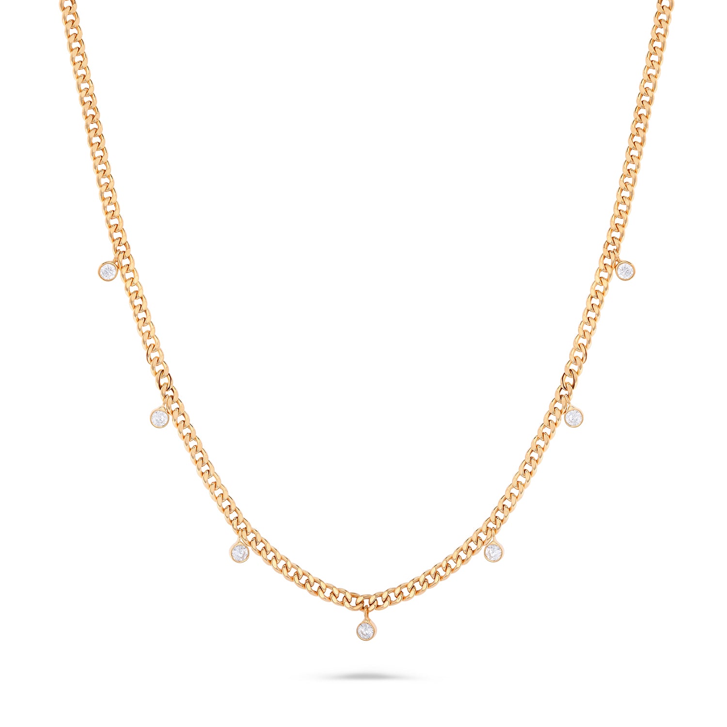 Round Stone Drop Bold Chain Necklace