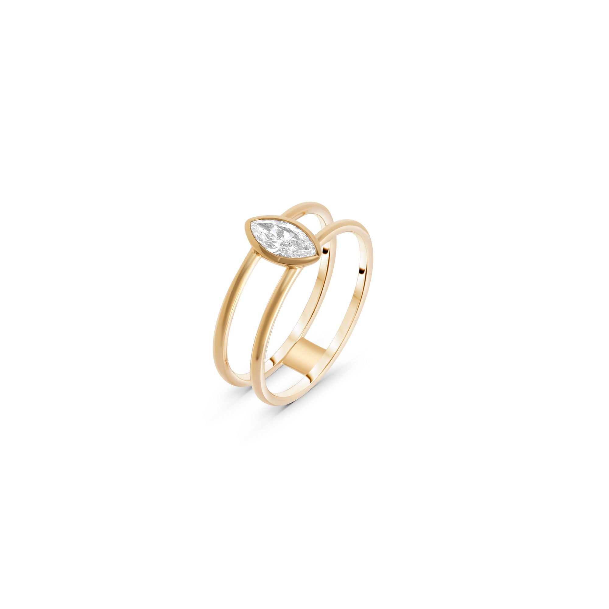 Marquise Double Plain Lines Ring