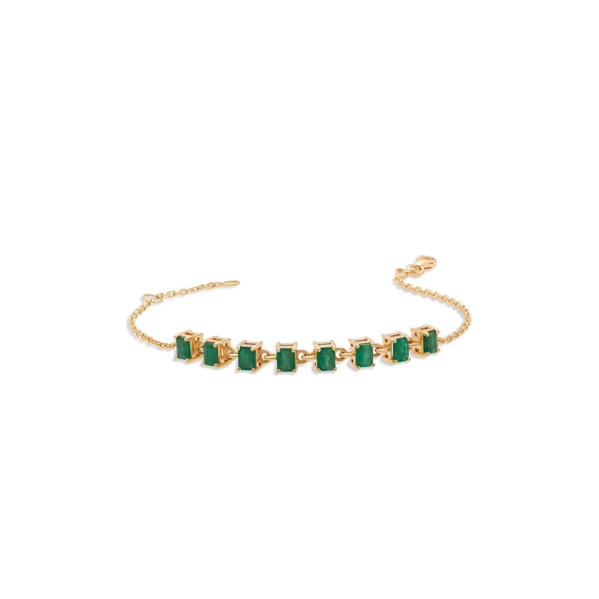 Diamond and Emerald Square Stones Bracelet