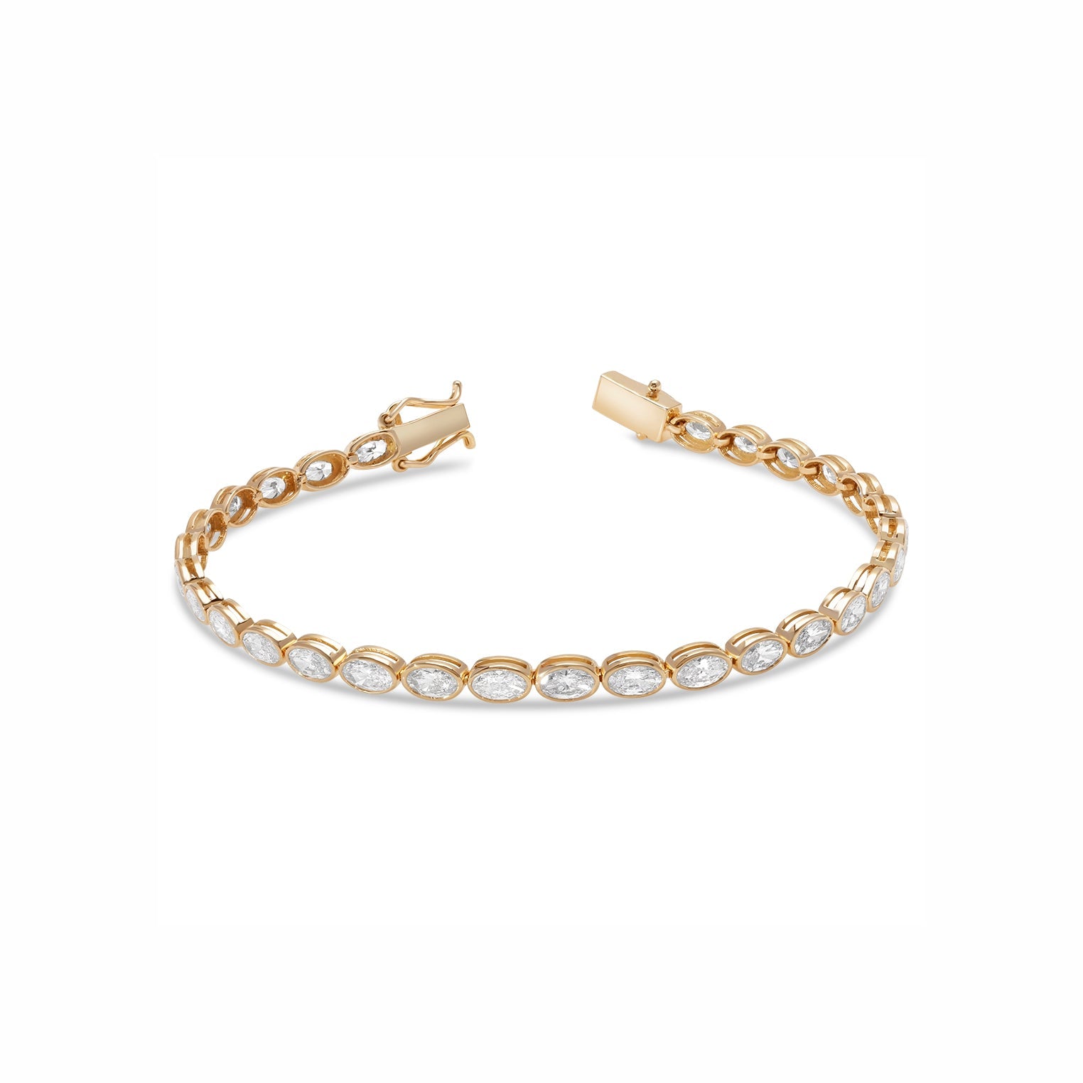 Lab Grown Diamond Bezel Oval Stones Tennis Bracelet