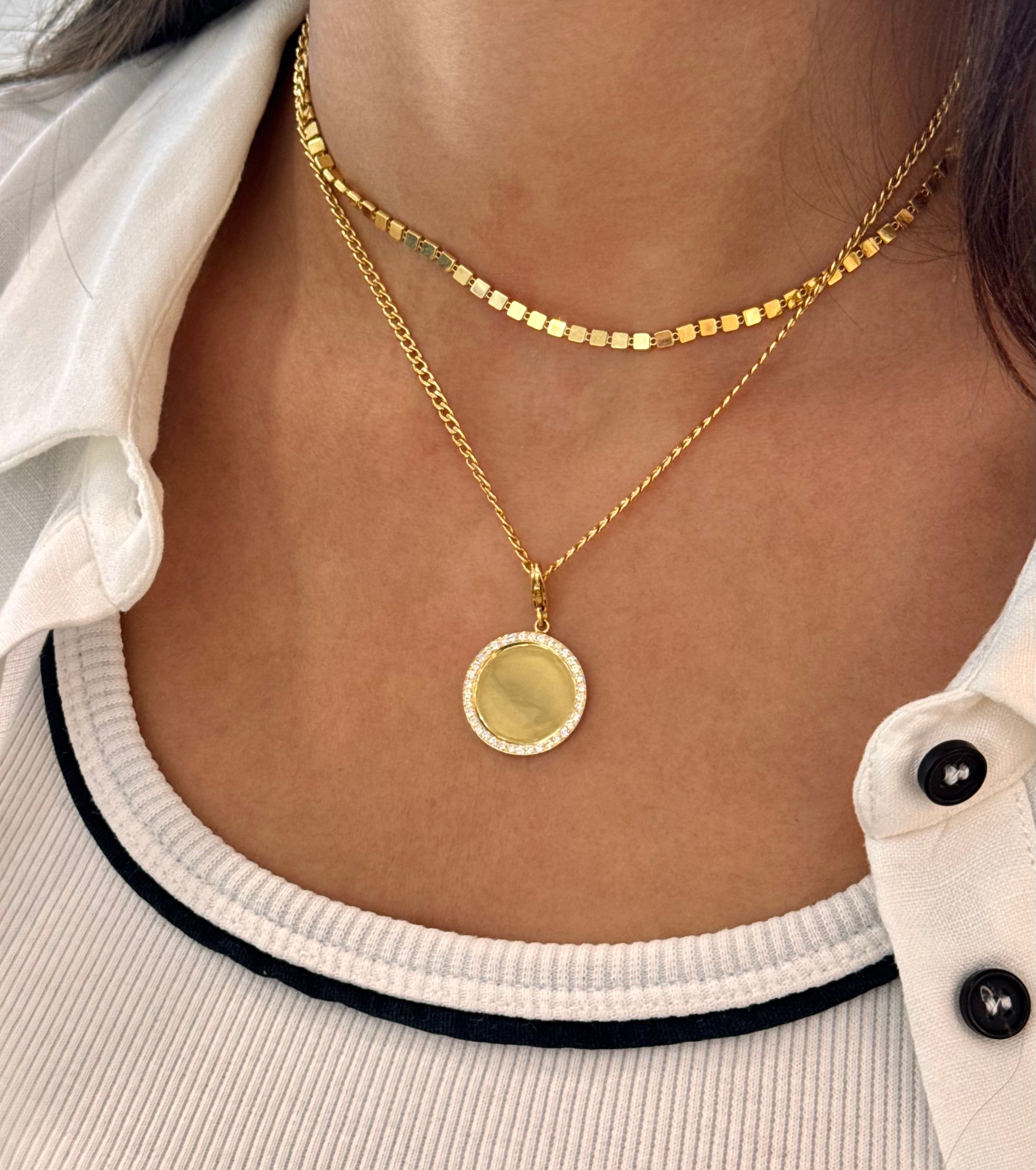 Diamonds Engraved Coin Charm