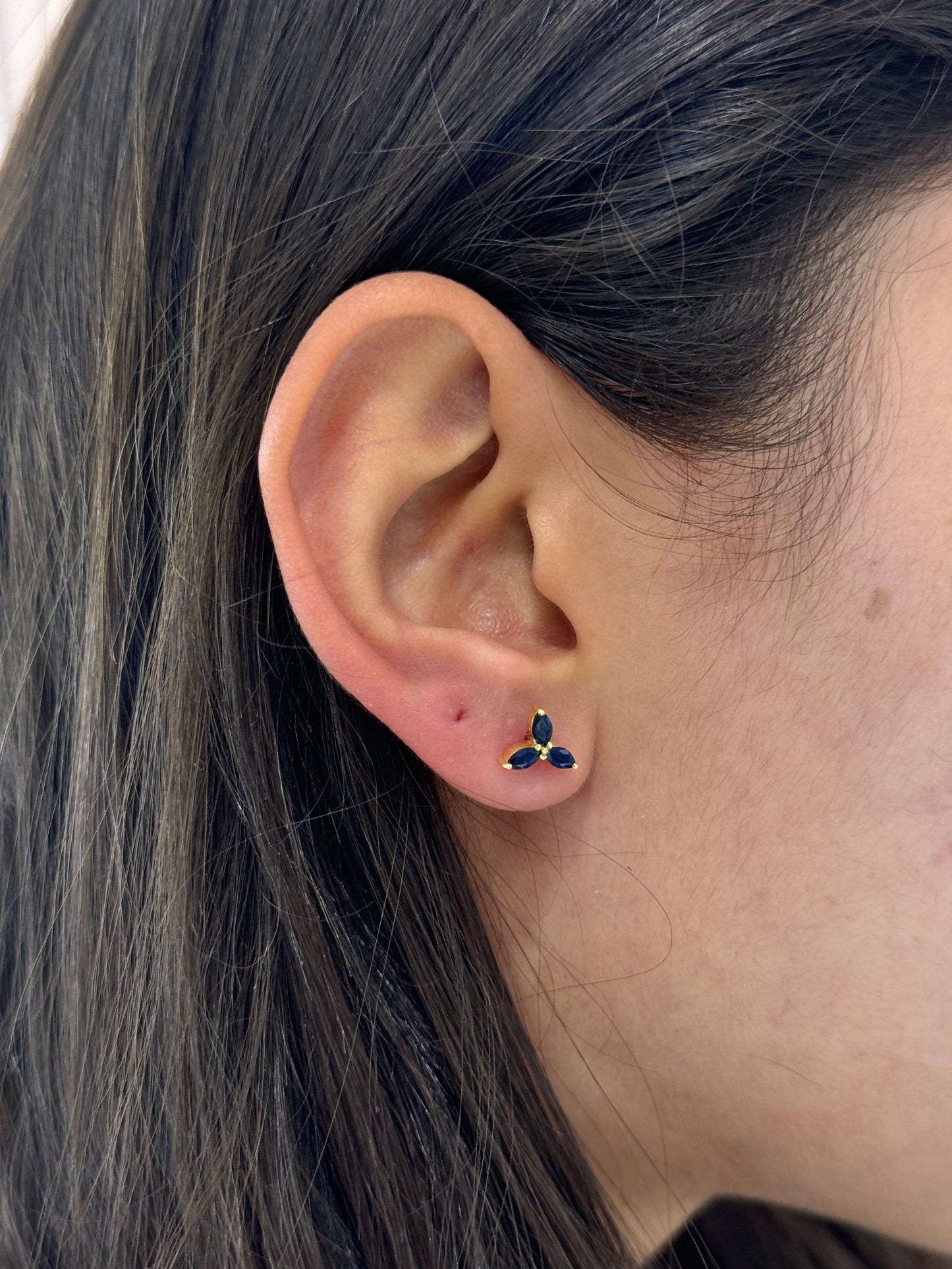 Pink Sapphire Open Flower Stud
