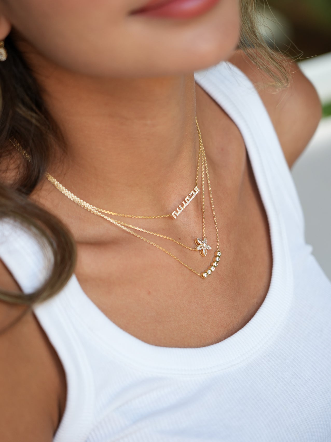 Six Bezel Stones Necklace