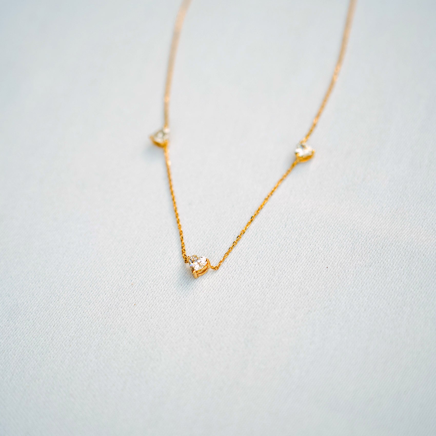 Triple Heart Stones Necklace