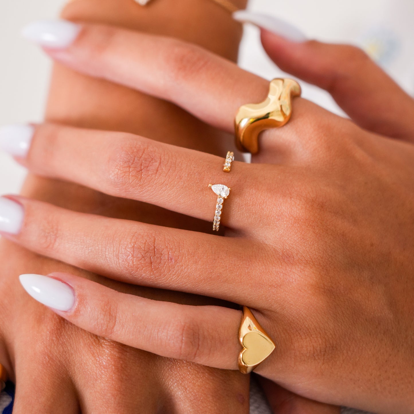 Pear Stone Open Ring