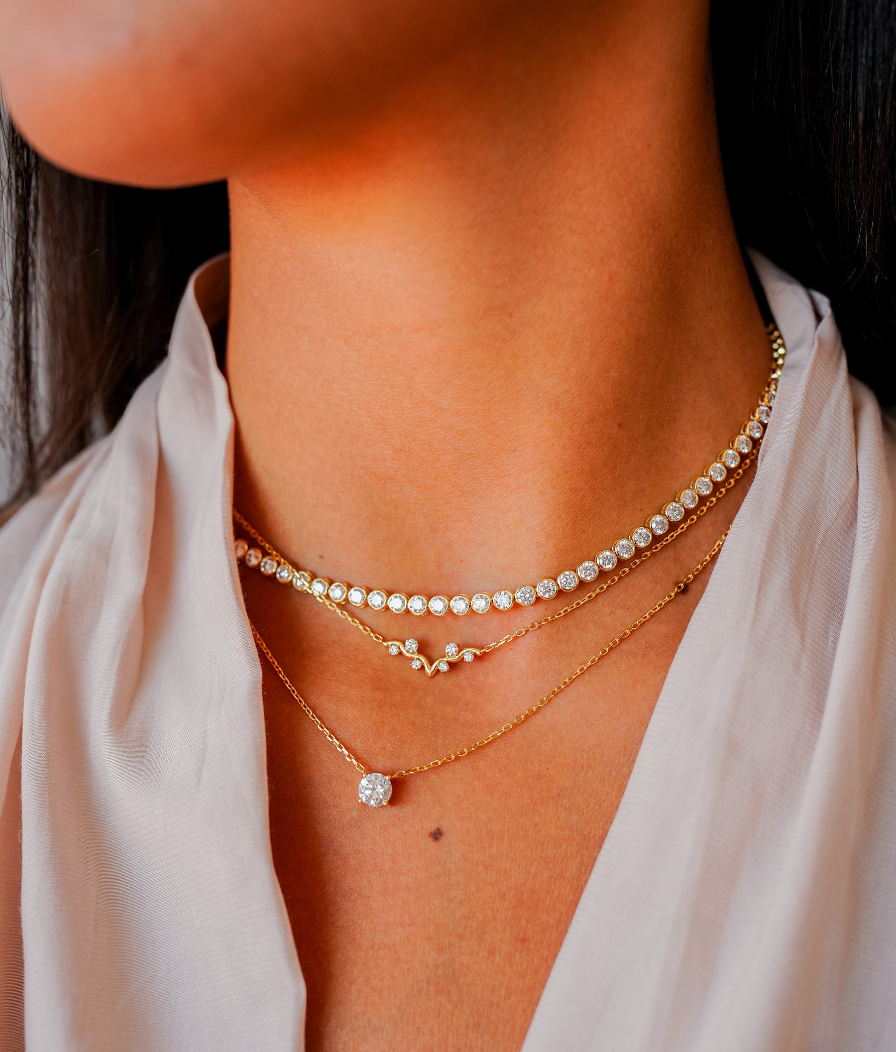 Lab Grown Diamond Round Bezel Tennis Necklace