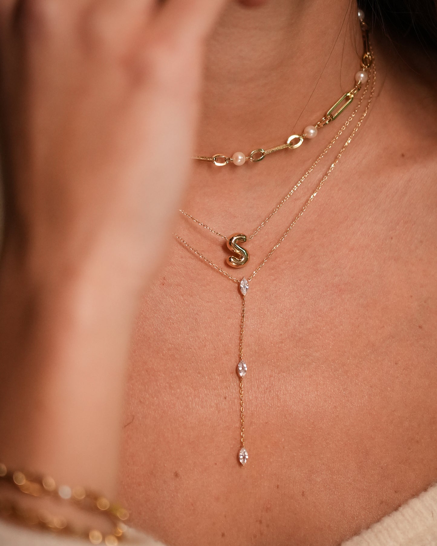 Triple Marquise Lariat Necklace