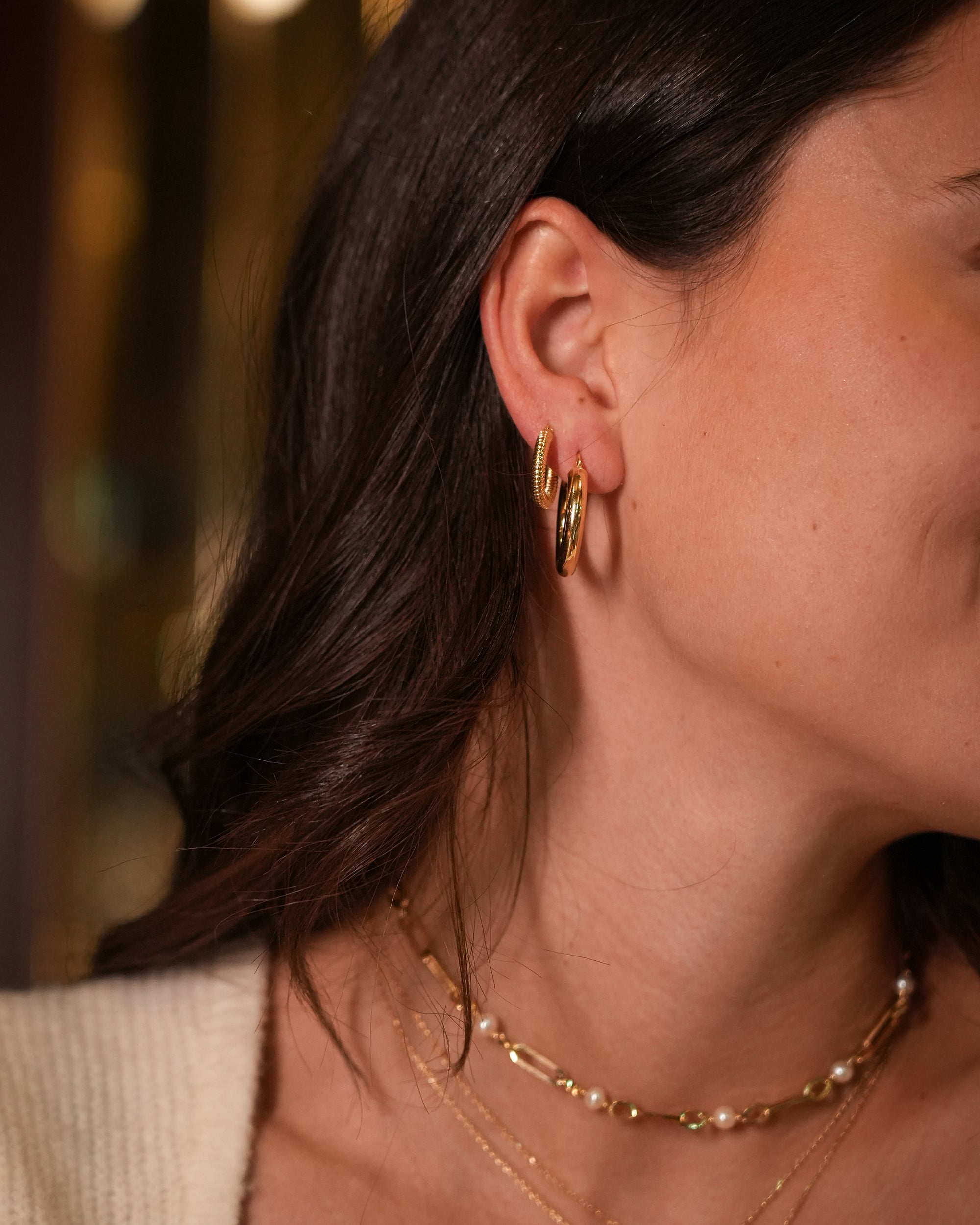 Ribbed Bold Hoops