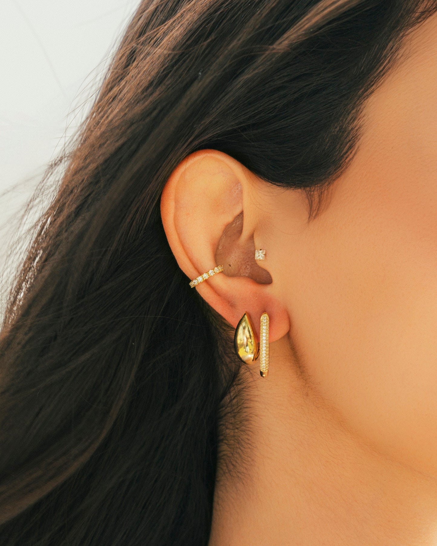 Studded Rounded Rectangle Hoops 3.0