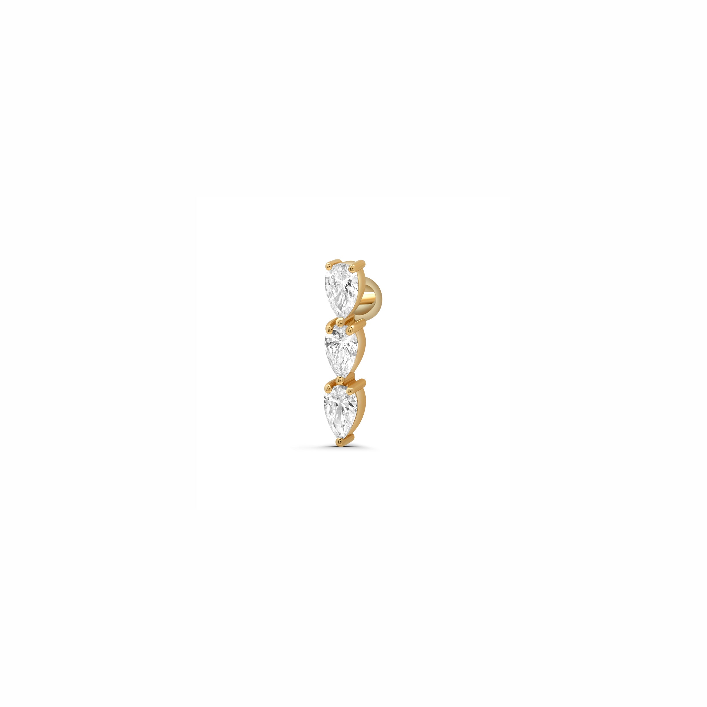 Three Pear Lab Grown Stones Stud