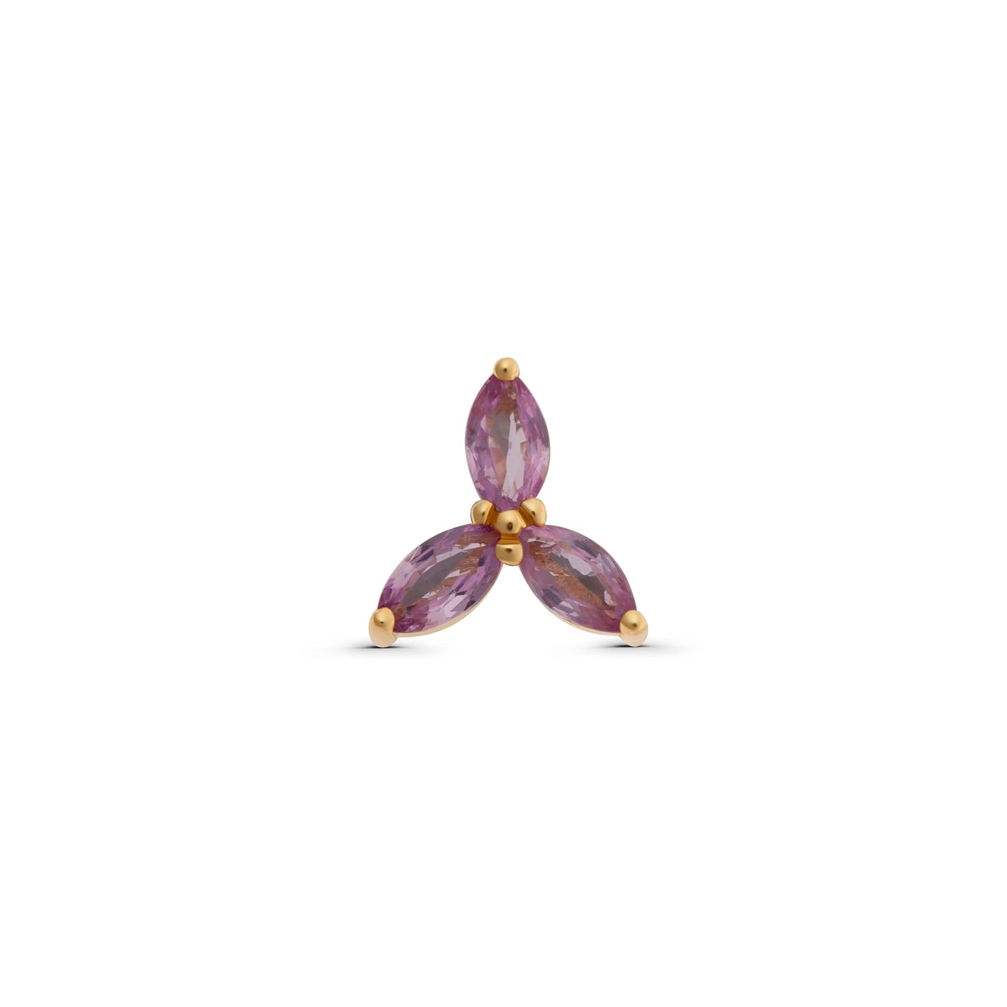 Pink Sapphire Open Flower Stud