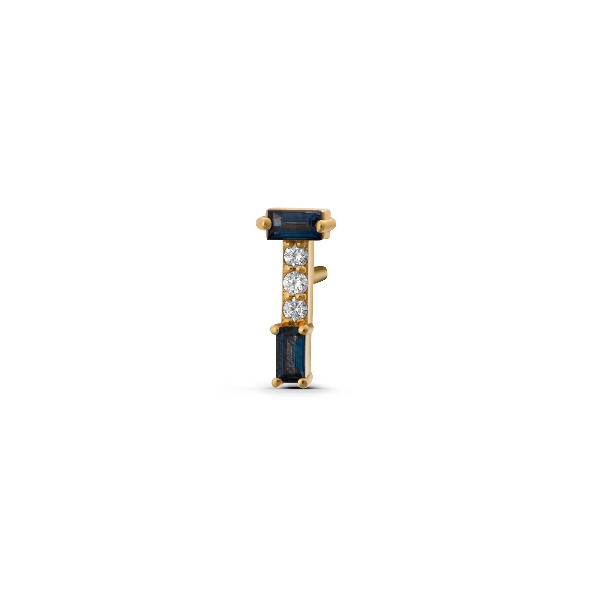 Diamond and Sapphire Column Stud