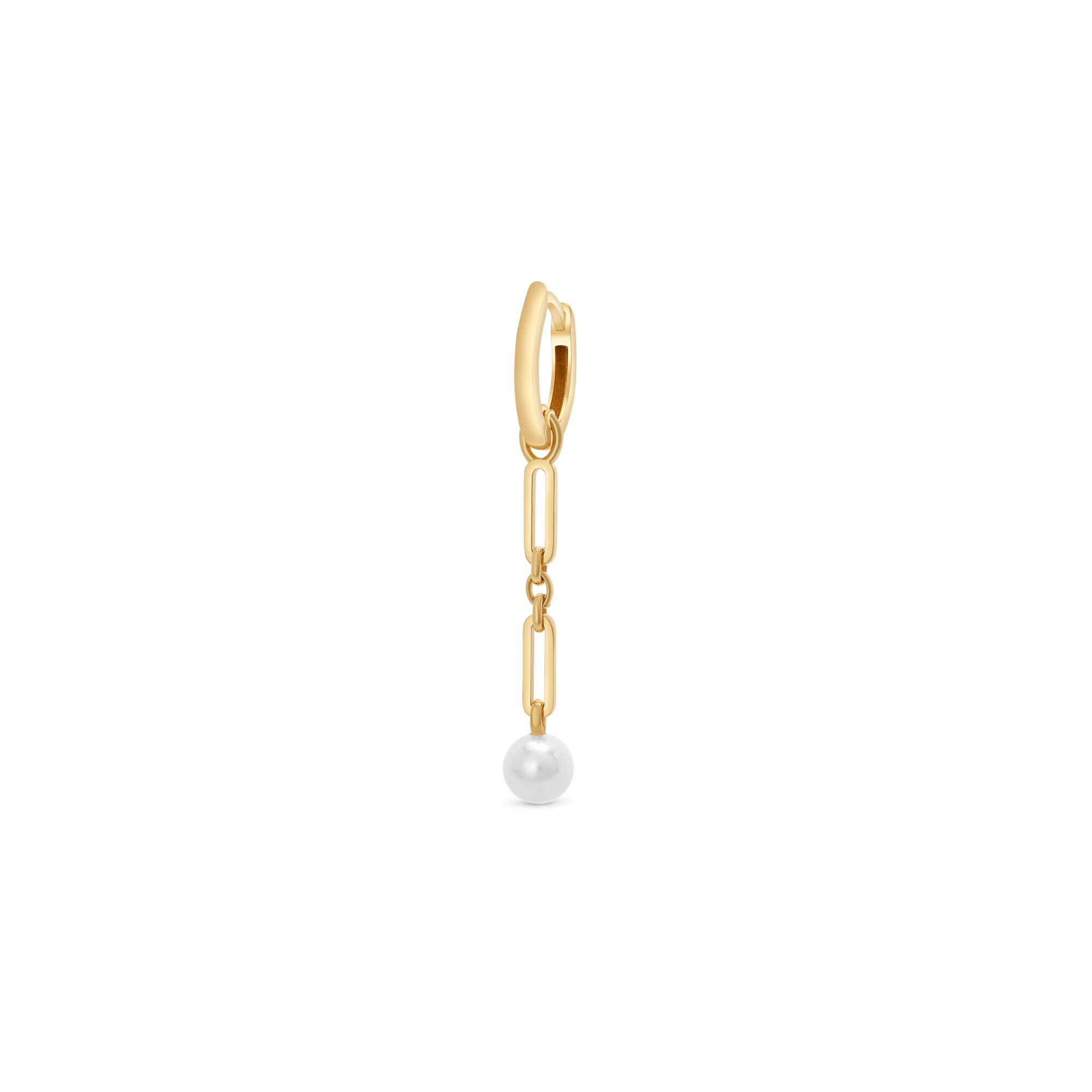 Paperclip Pearl Drop Hoop