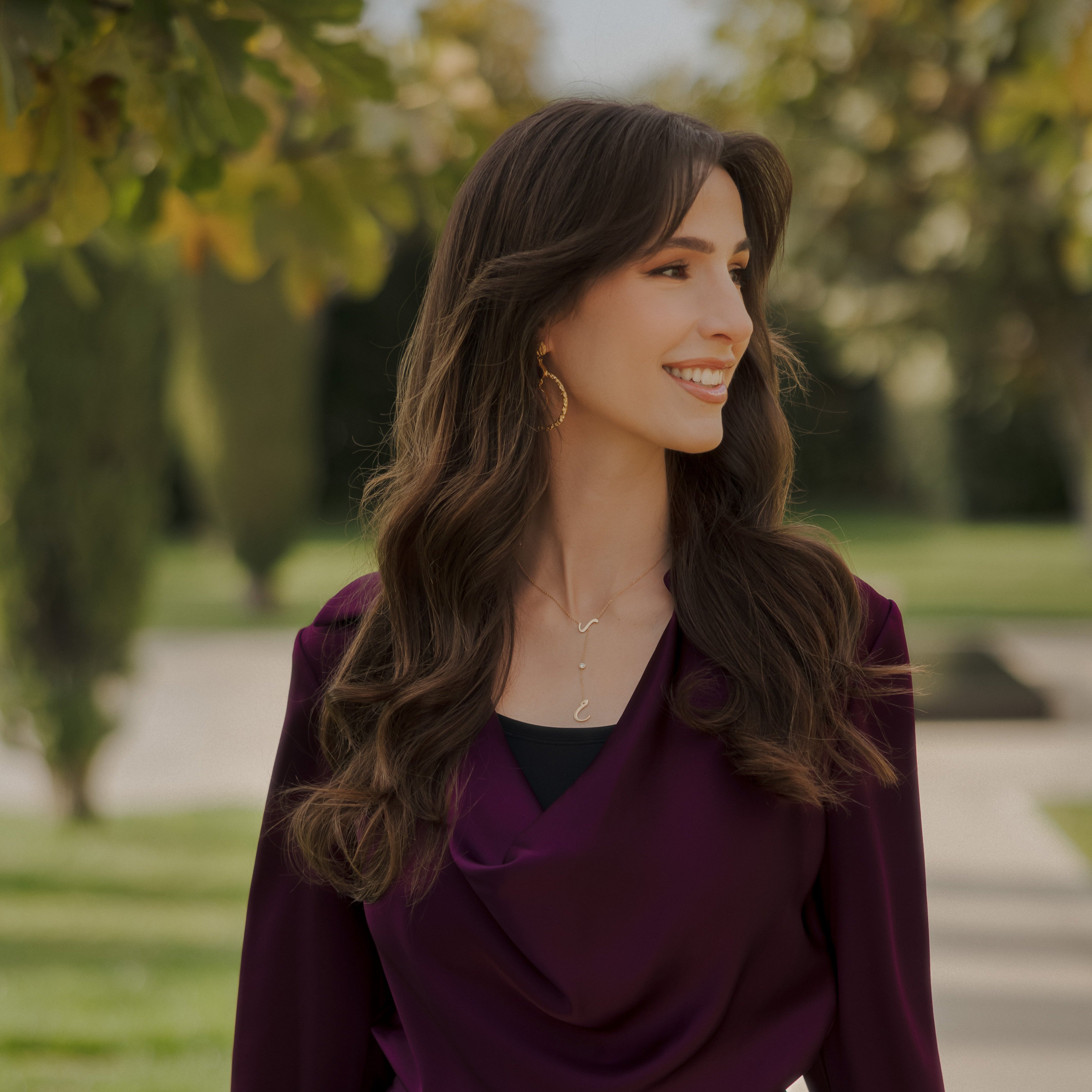 Two Letters Lariat Necklace