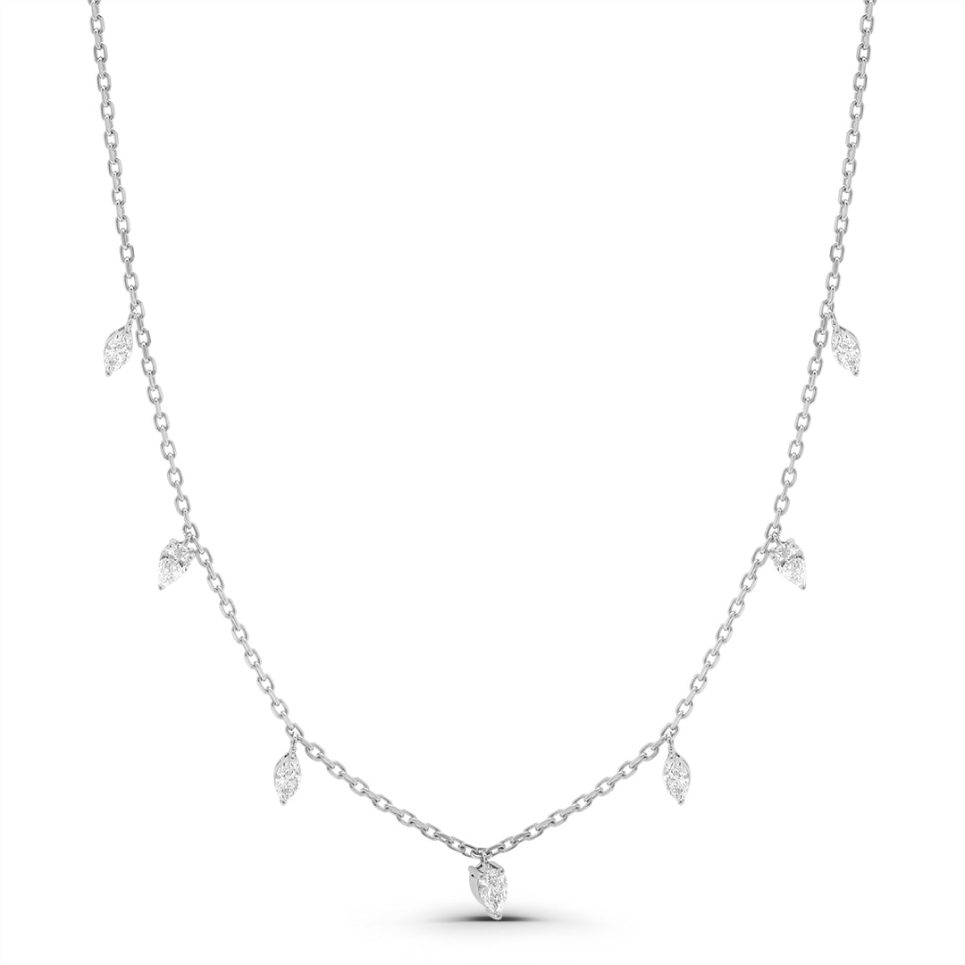 Lab Grown Diamond Pear and Marquise Drops Necklace