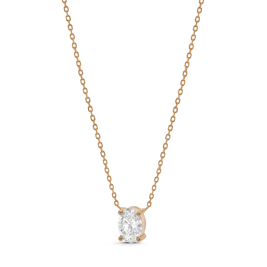 Lab Grown Diamond Single Oval-Cut Necklace