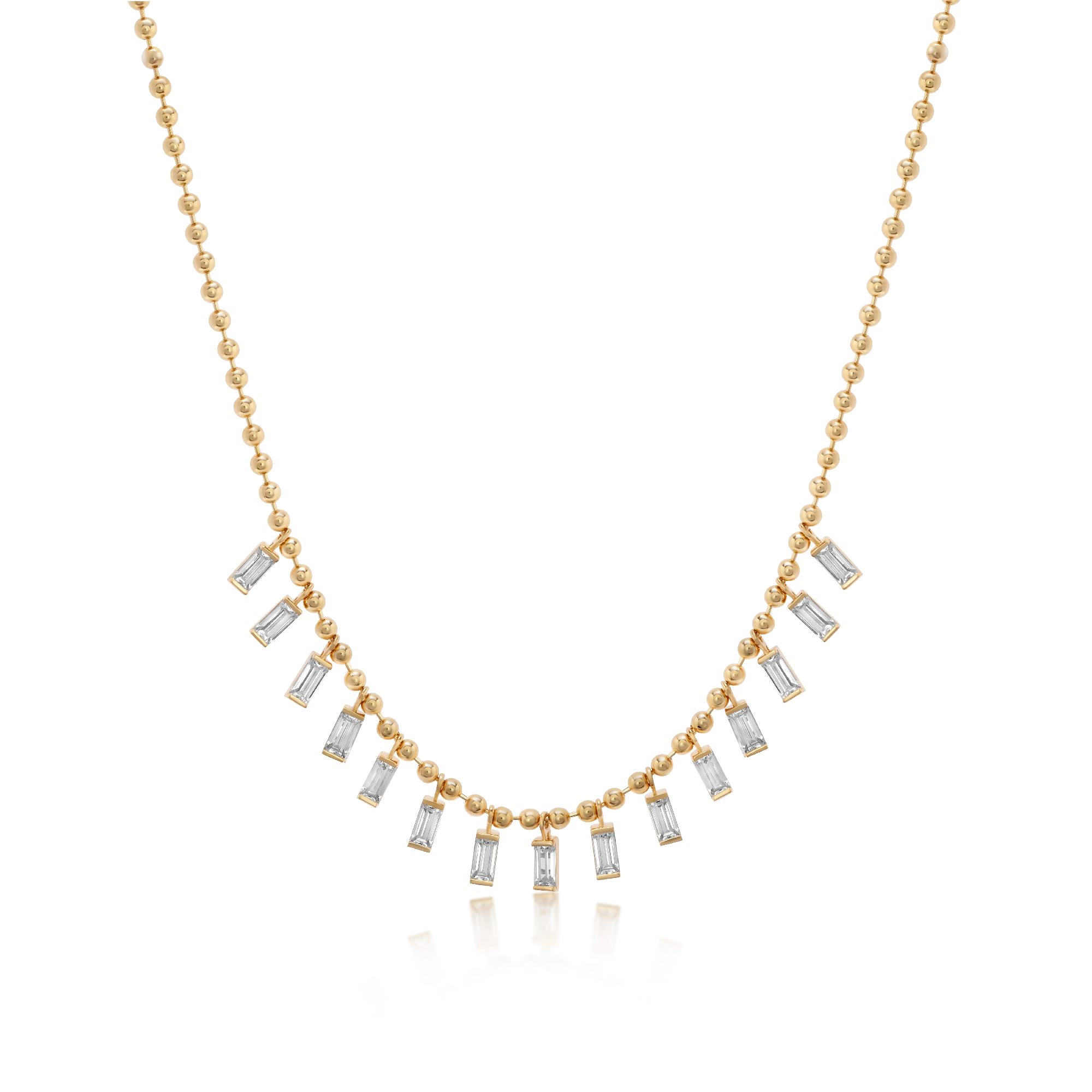 Baguette Drop Balls Chain Necklace