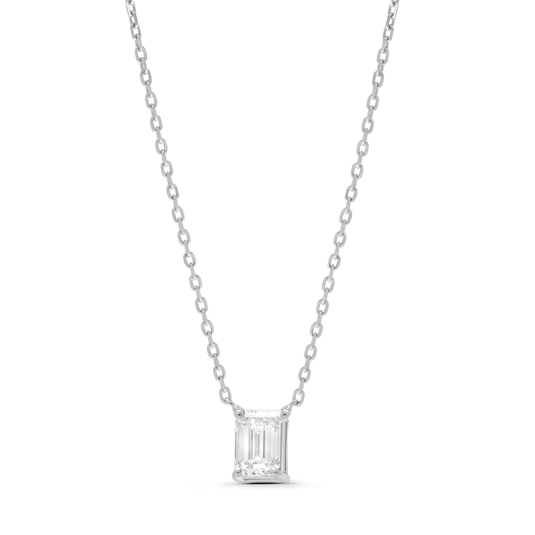 Emerald Single Lab Grown Stone Necklace