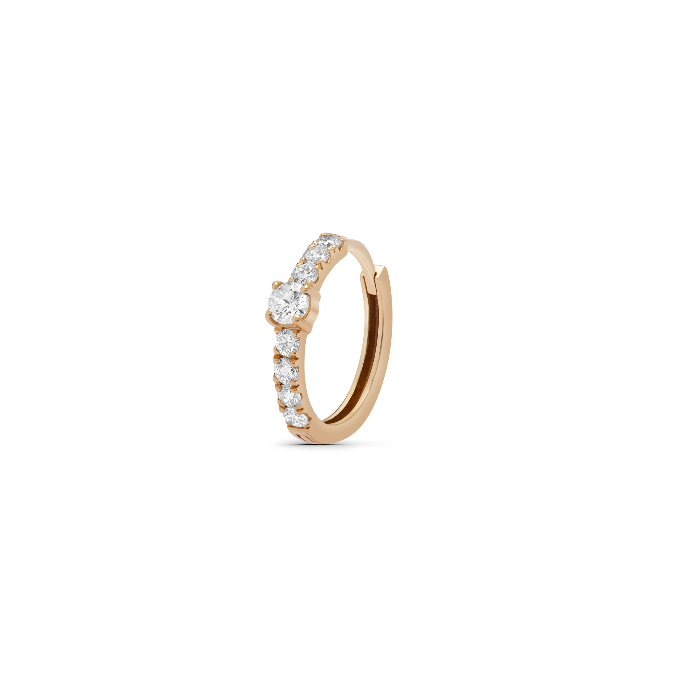 Round-Cut Lab Grown Studded Hoop