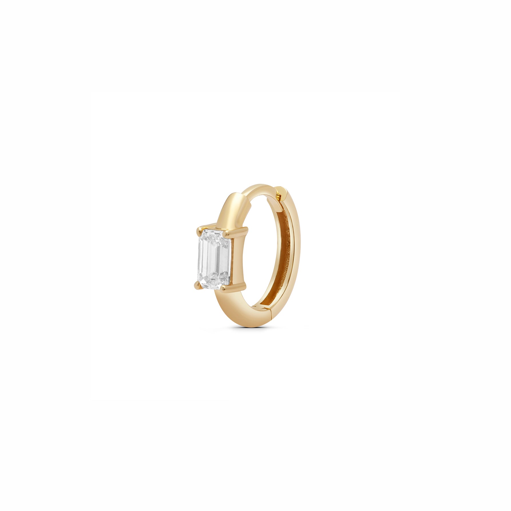 Emerald-Cut Lab Grown Plain Hoop