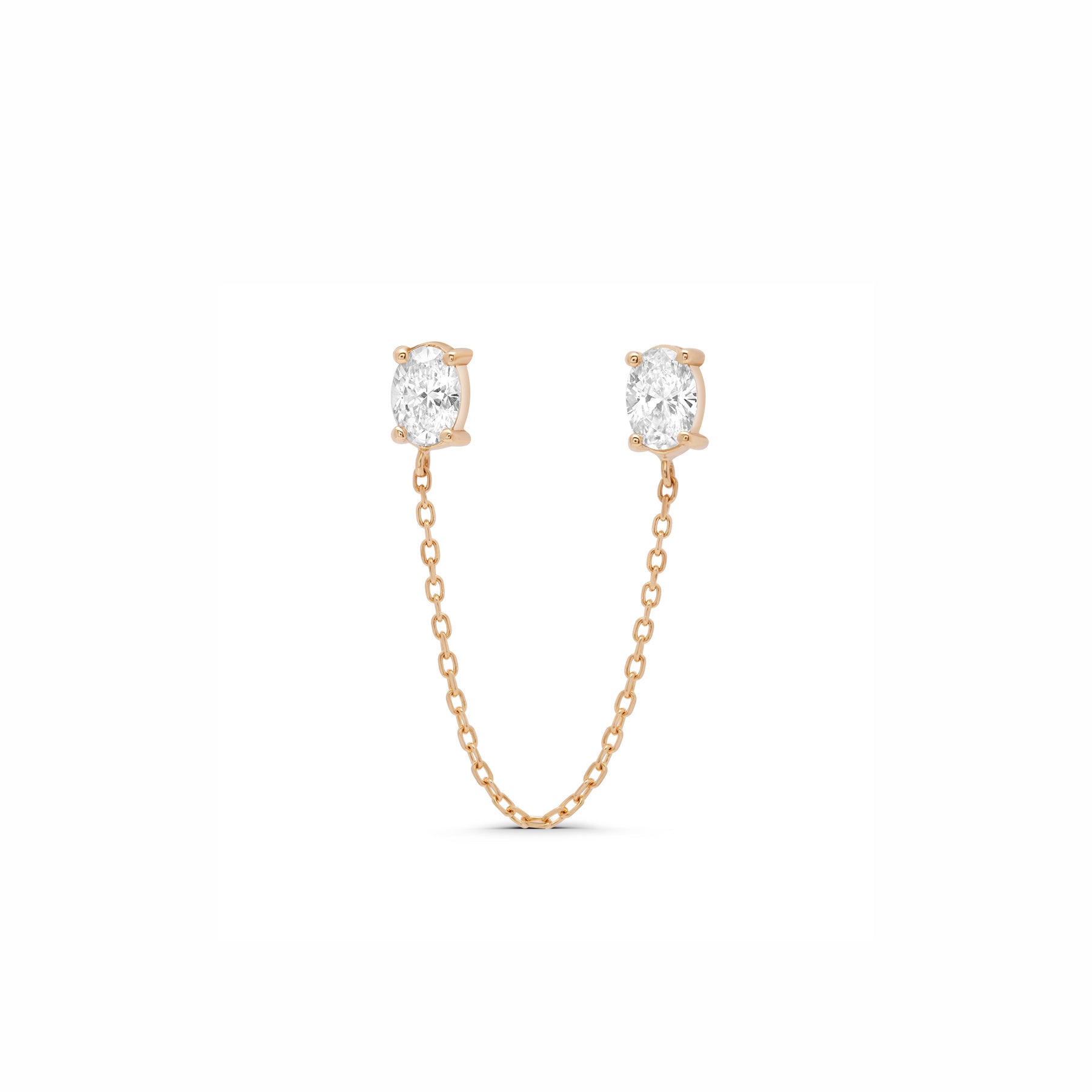Oval Lab Grown Stones Linked Studs