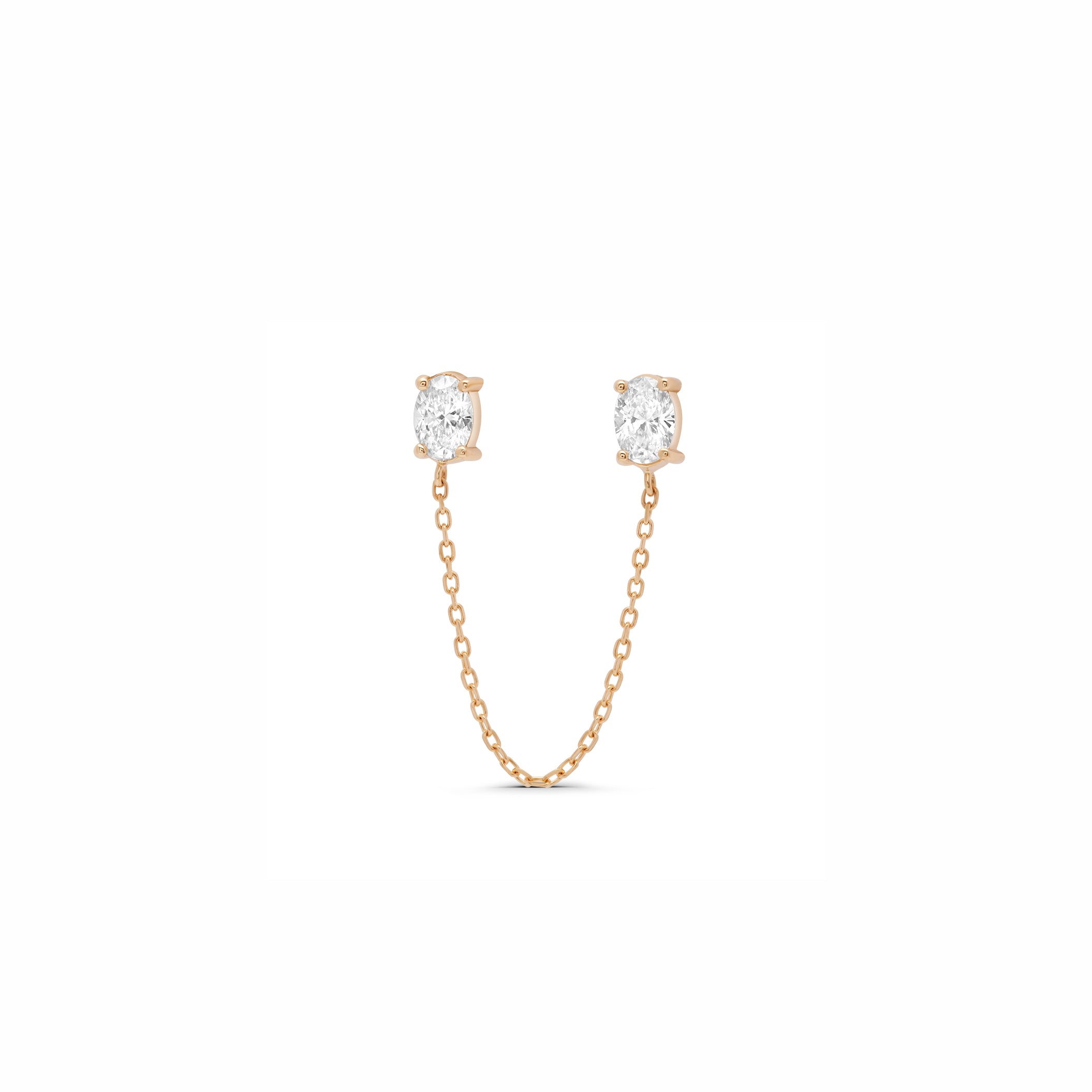 Mini Oval Lab Grown Stones Linked Studs