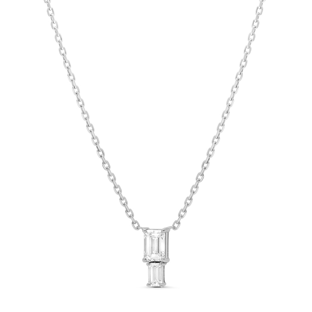 Double Emerald Stones Lab Grown Necklace