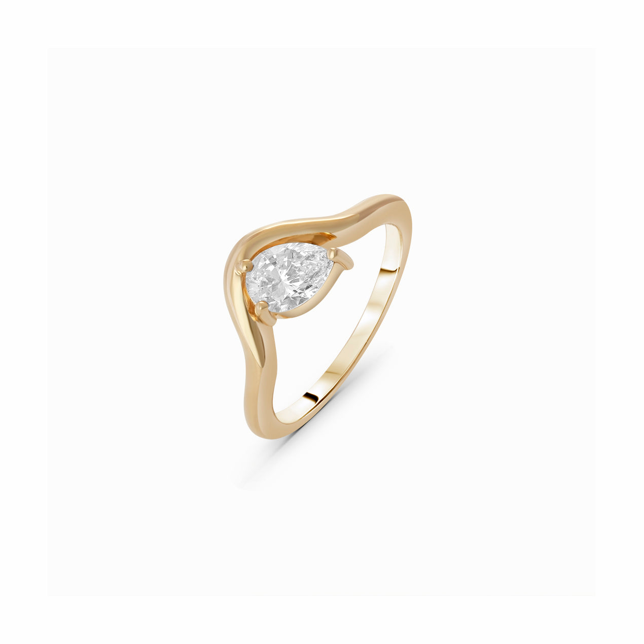 Lab Grown Diamond Pear Stone Wavy Ring