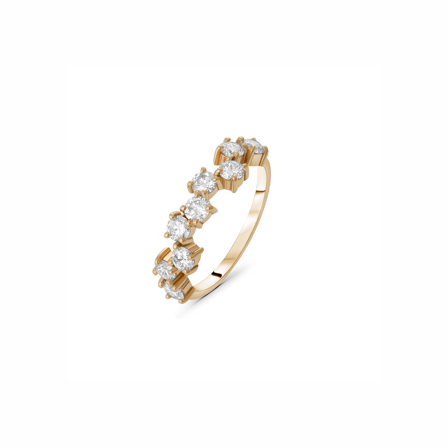 Lab Grown Diamond Round-Cut Wavy Studded Ring