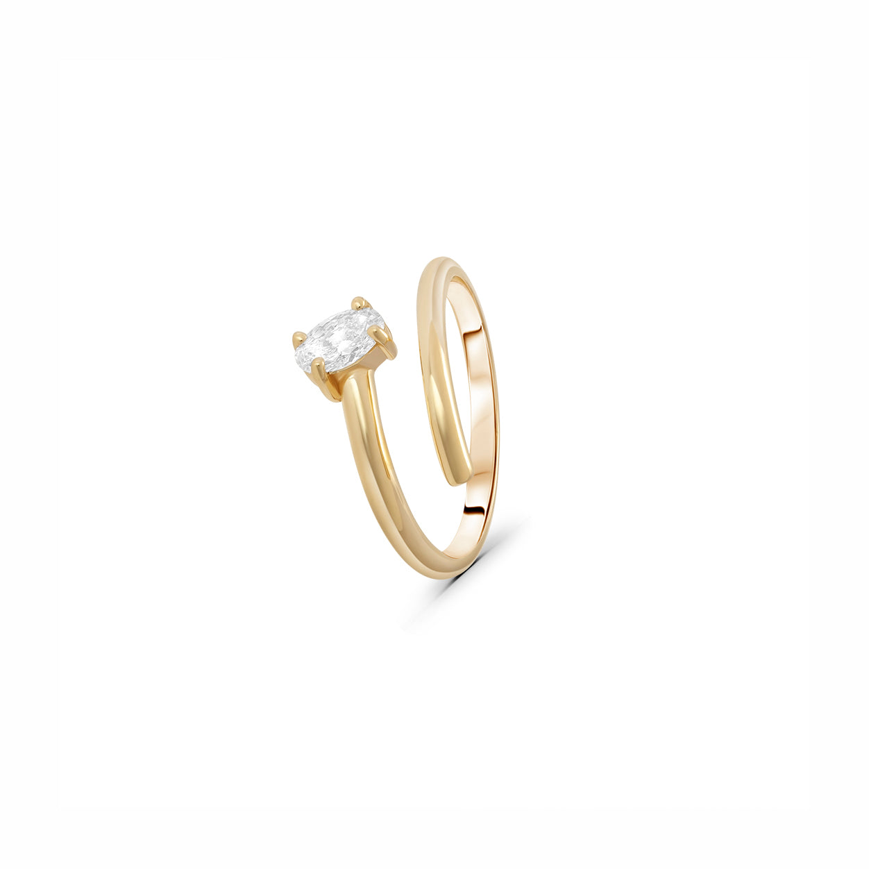 Lab Grown Diamond Oval-Cut Stone Twist Ring
