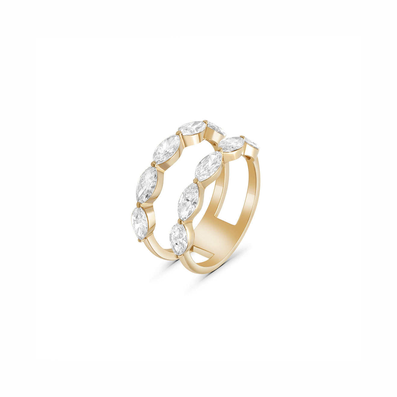 Lab Grown Diamond Double Line Marquise-Cut Ring