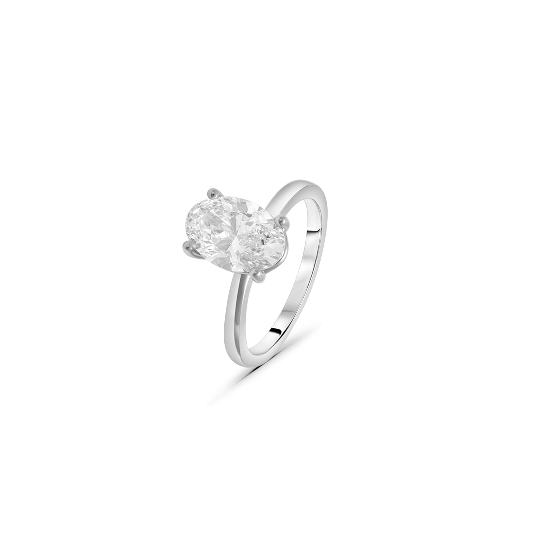 Lab Grown Diamond Oval-Cut Stone White Gold Ring