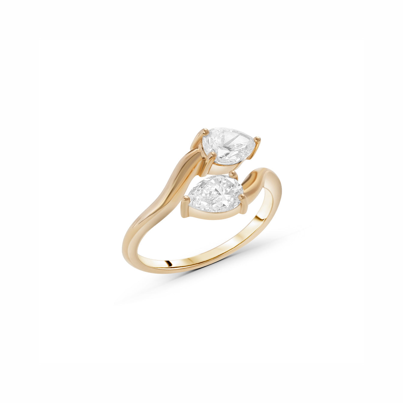 Lab Grown Diamond Double Pear-Cut Stones Ring