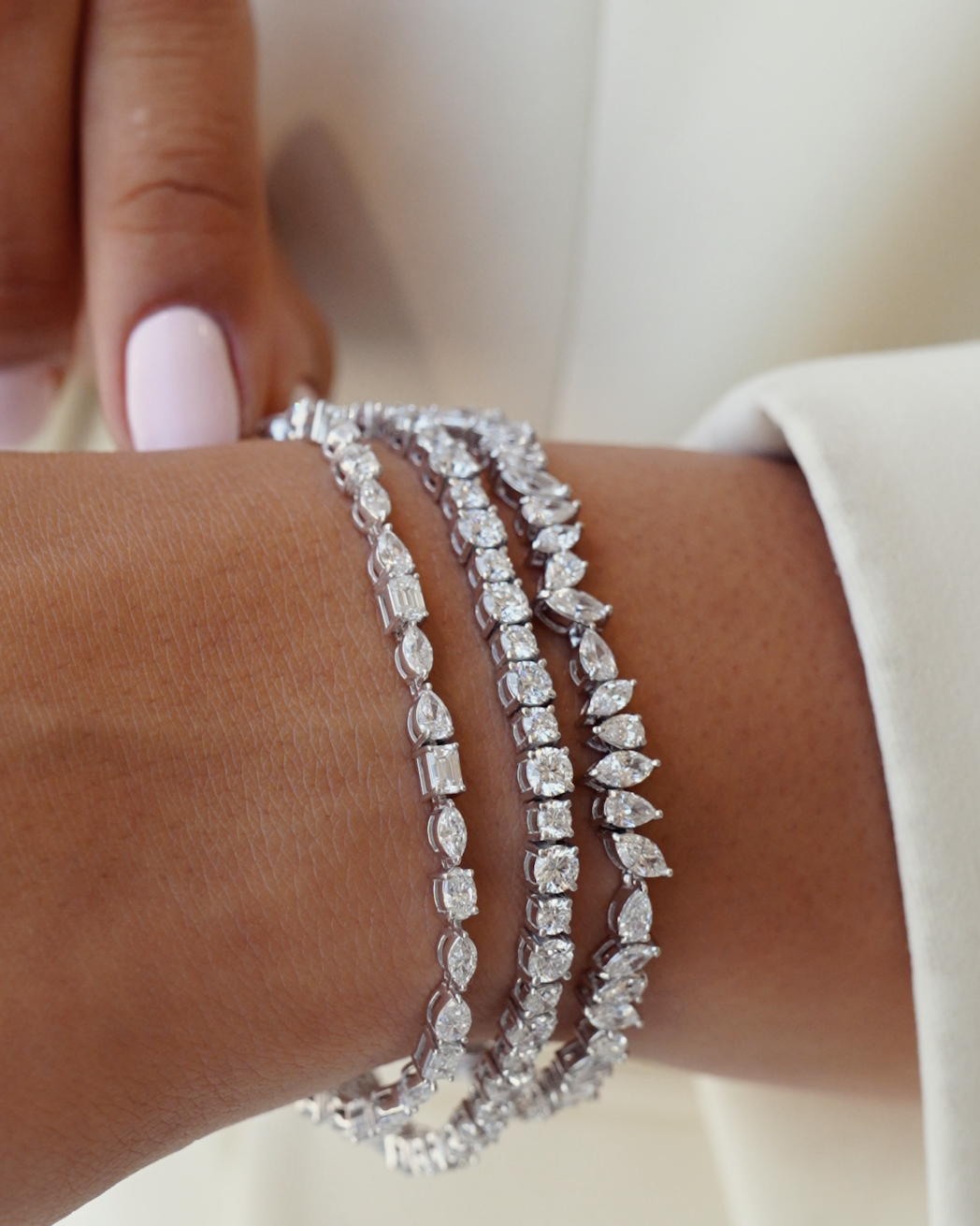 Lab Grown Diamond Cascade Marquise and Pear Bracelet