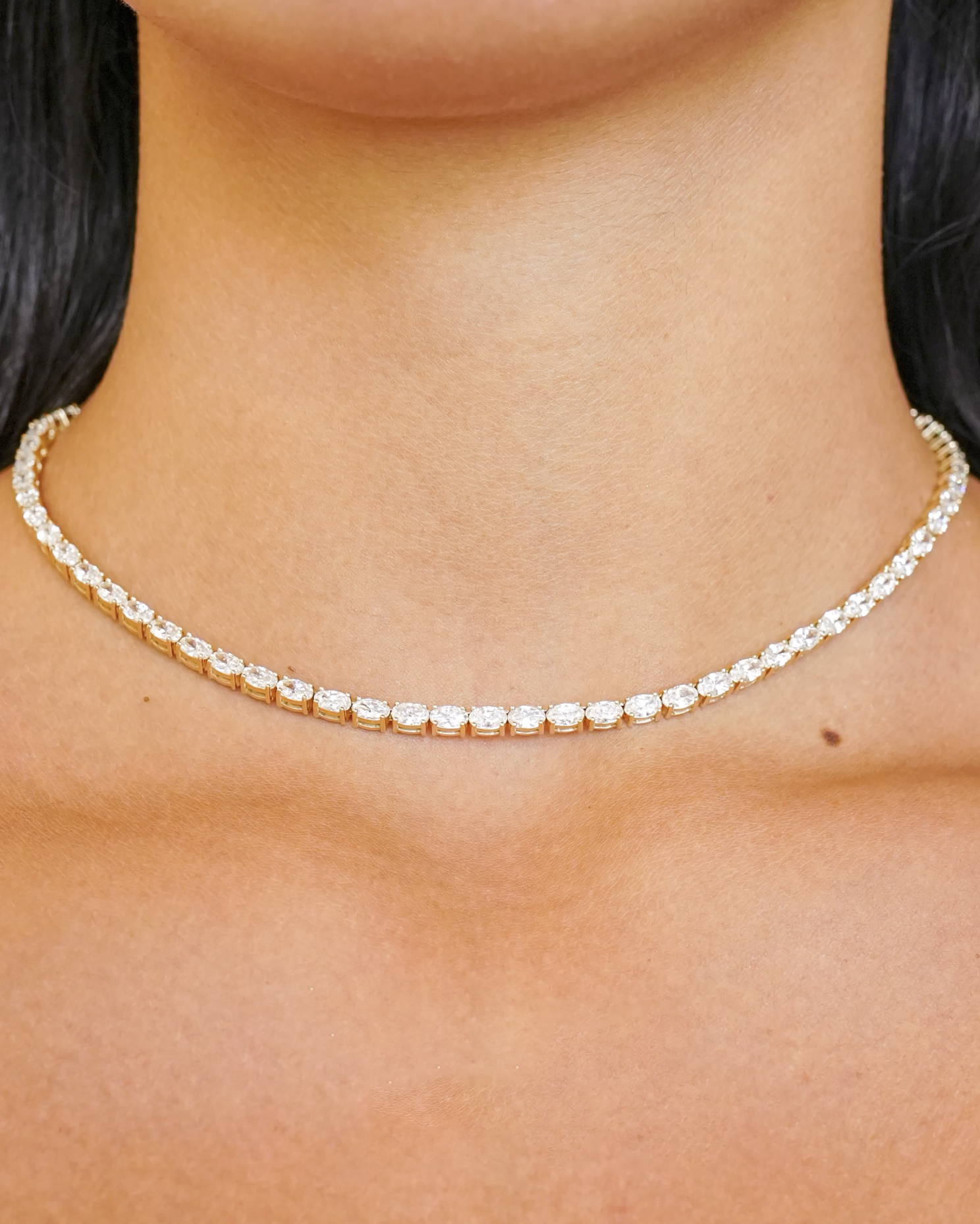 Lab Grown Diamond Oval Cut Tennis Necklace