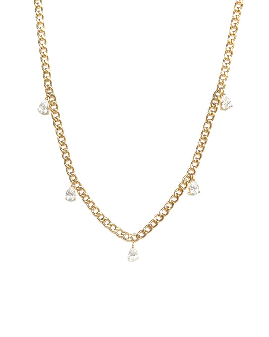 Pear Stone Drop Bold Chain Necklace