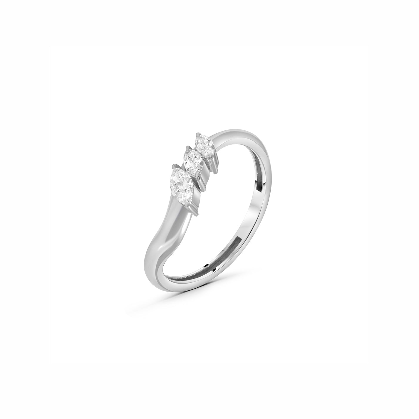 Lab Grown Diamond Marquise-Cut Stones Wave Ring