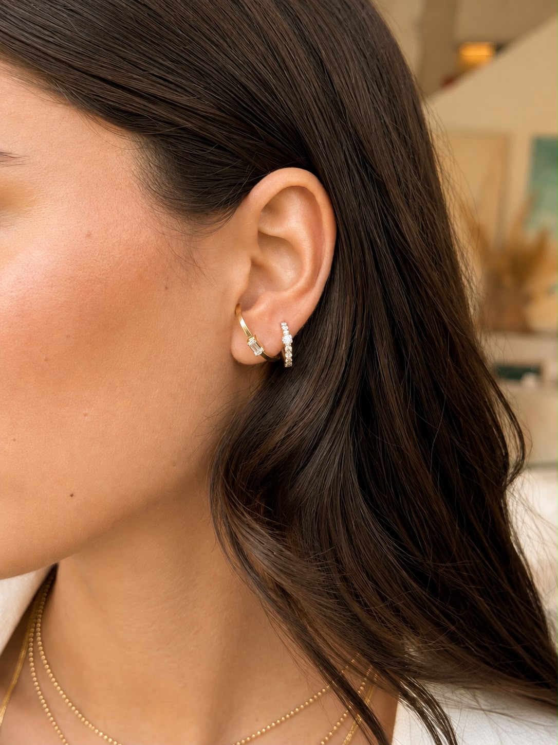 Lab Grown Emerald-Cut Ear Lobe Cuff