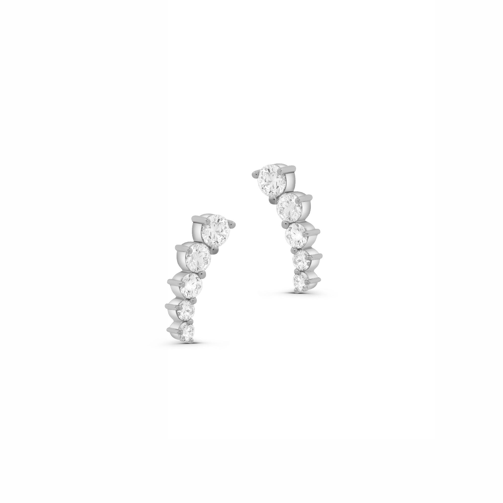 Round-Cut Curved Stud Earrings