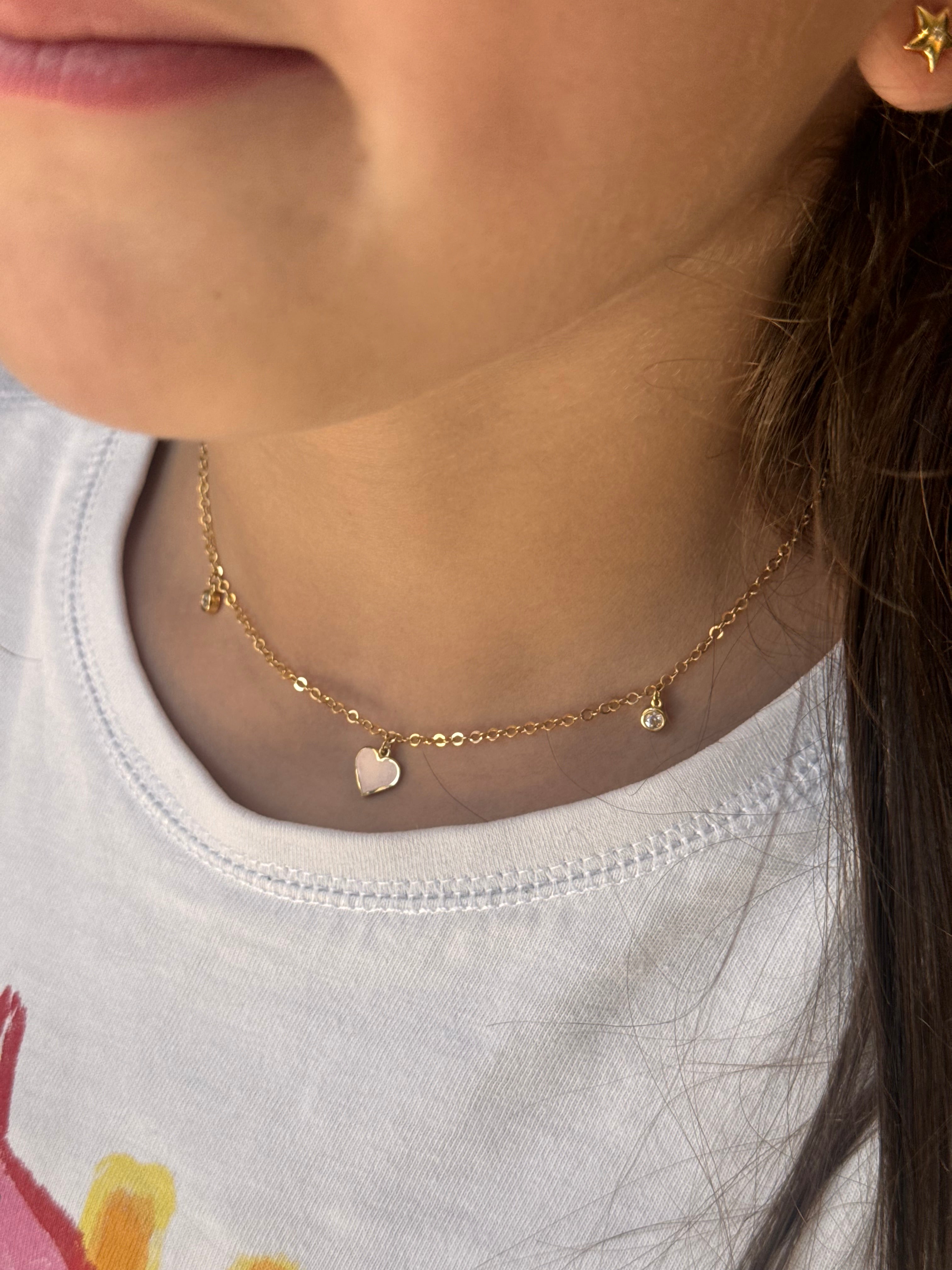 Kids Shape with Two Drop Stones Necklace