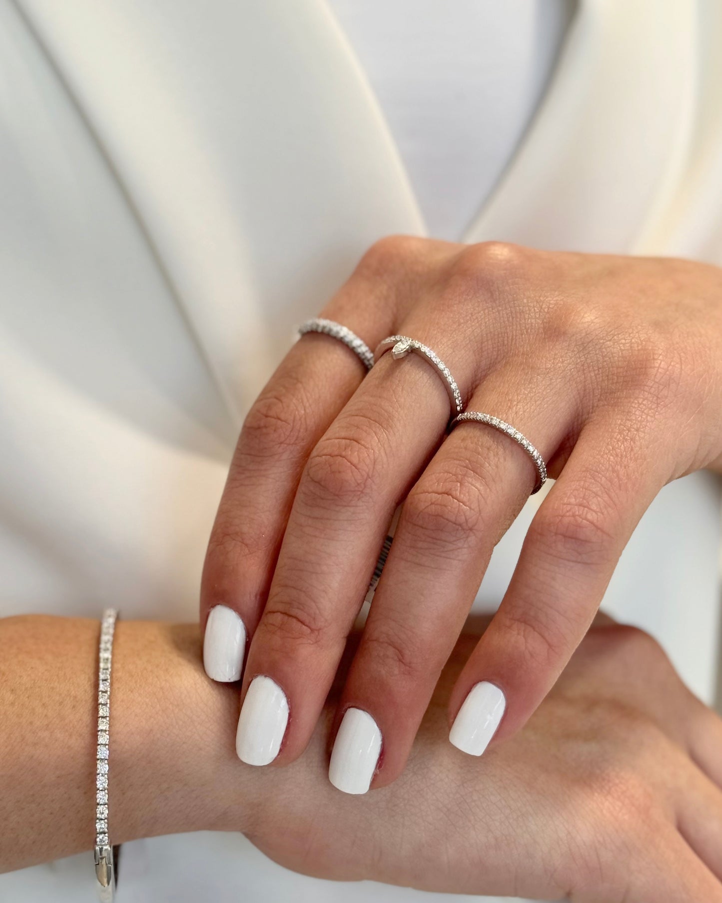 Diamond Line Ring with Pear Stone