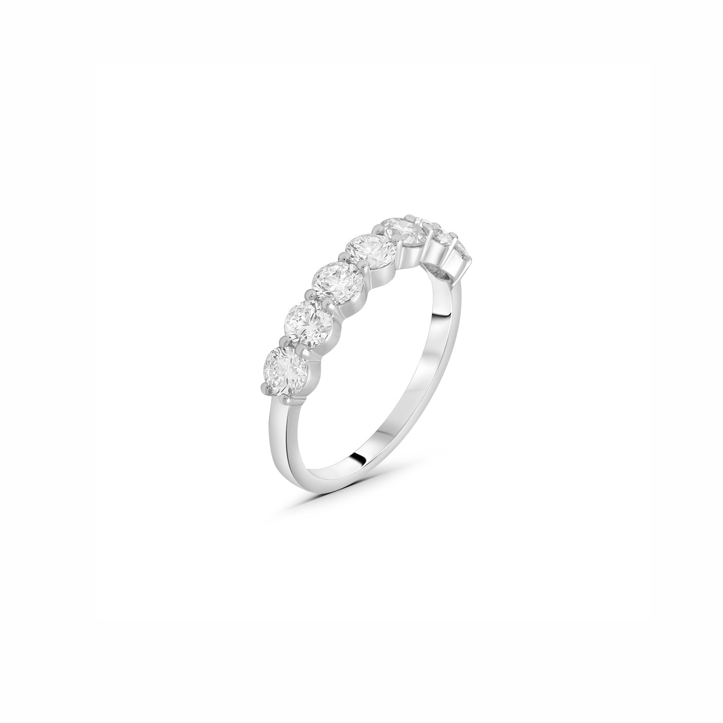 Lab Grown Diamond Six Round-Cut Stone Line Ring